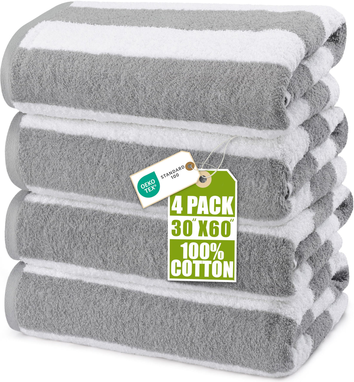 Cabana Cotton Beach Towels 6 pack, 30 x 60 in, Variety