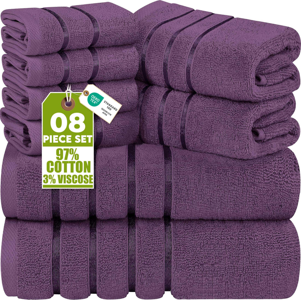Viscose Stripe Towel Set – 8 Piece