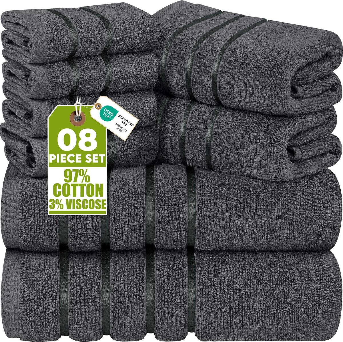 Viscose Stripe Towel Set – 8 Piece
