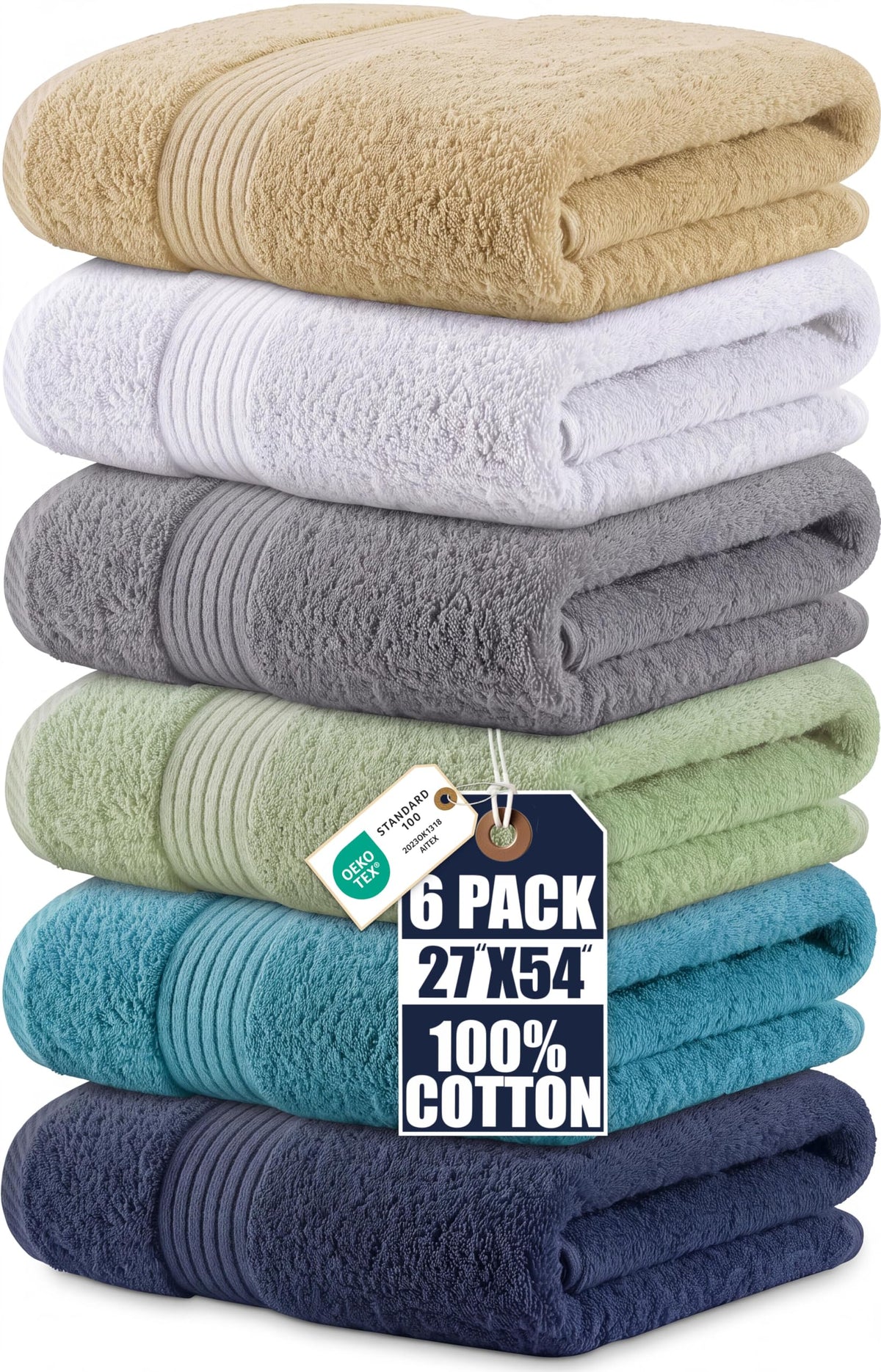 Cotton Bath Towels – 27 × 54 in