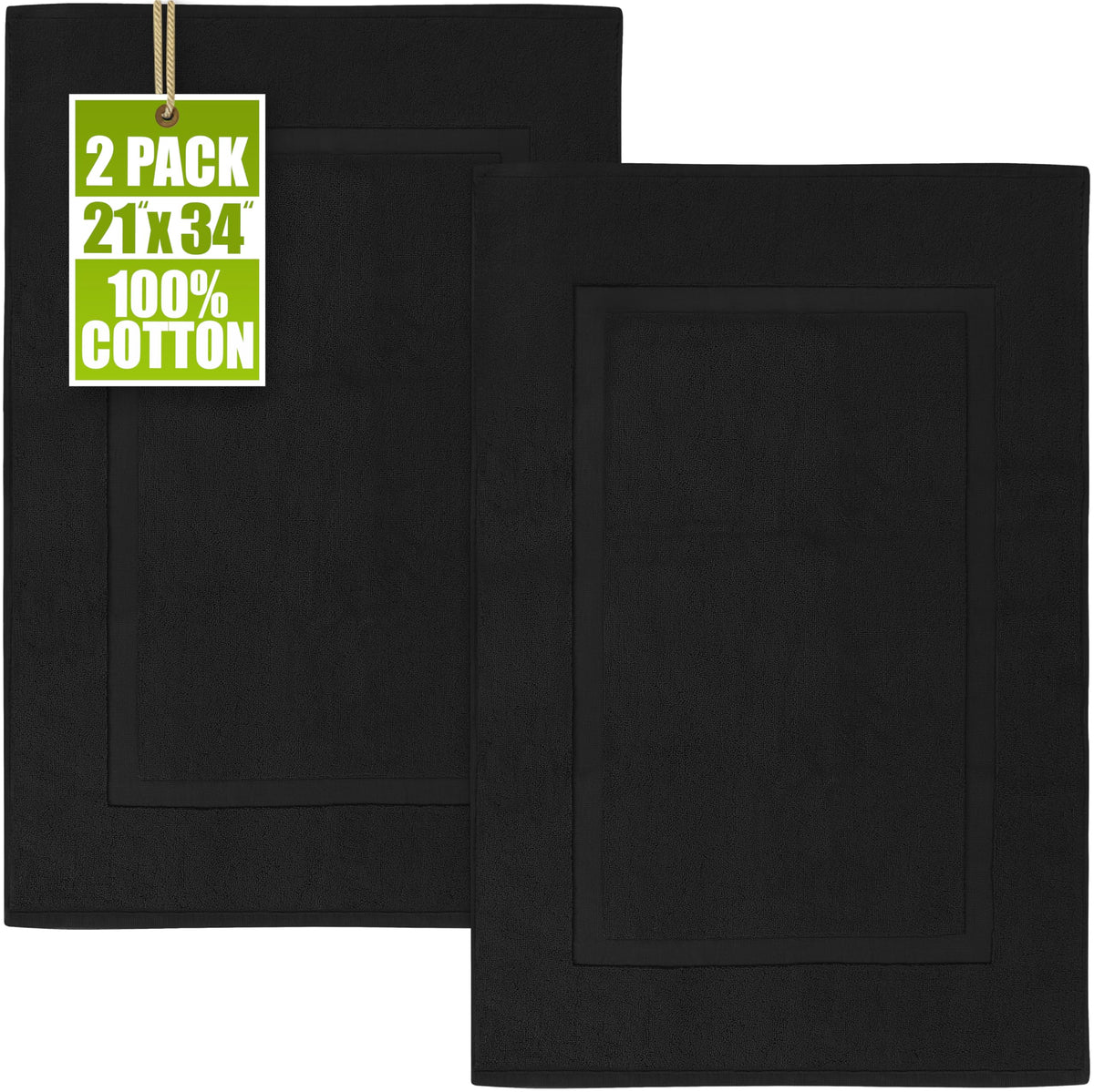 Cotton Bath Mat, 2 Pack – 21 × 34 in