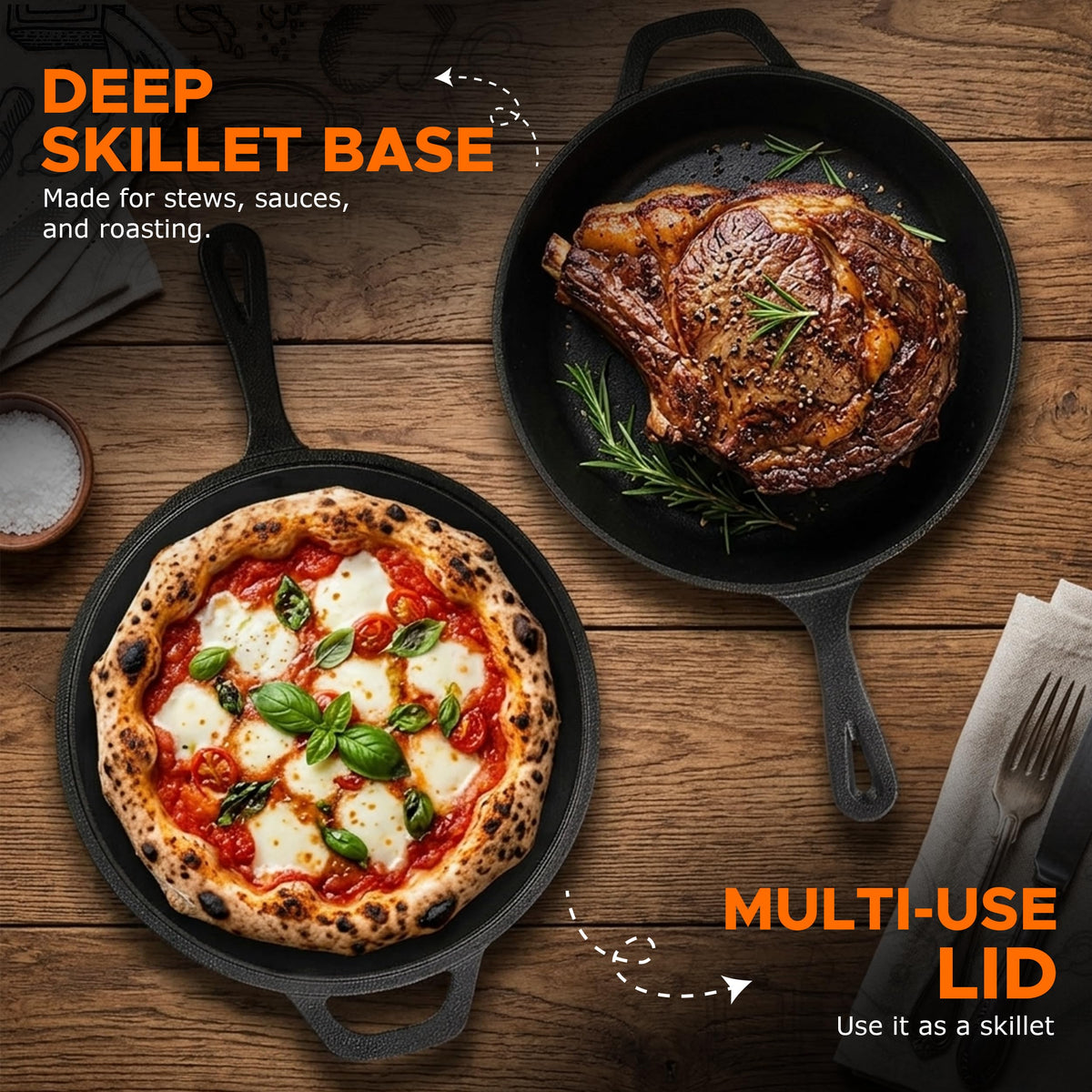 Pre-Seasoned Cast Iron Combo Cooker, 3.2 qt