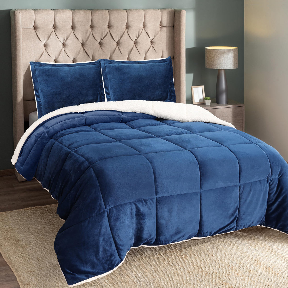 Sherpa Flannel Comforter Set Queen