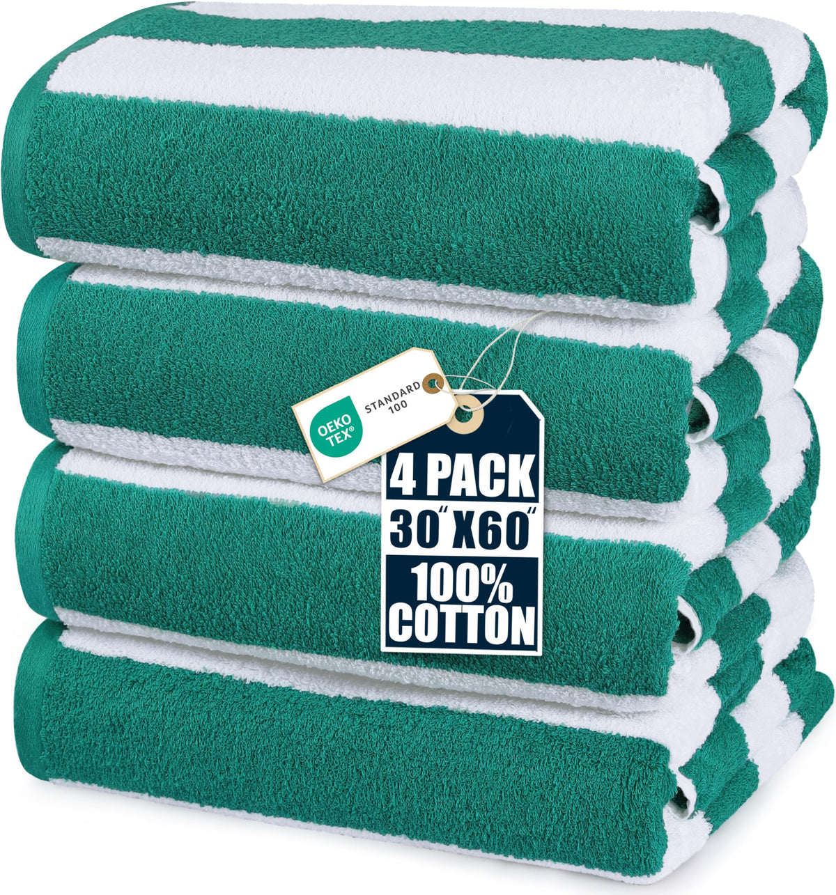 Cabana Cotton Beach Towels 6 pack, 30 x 60 in, Variety
