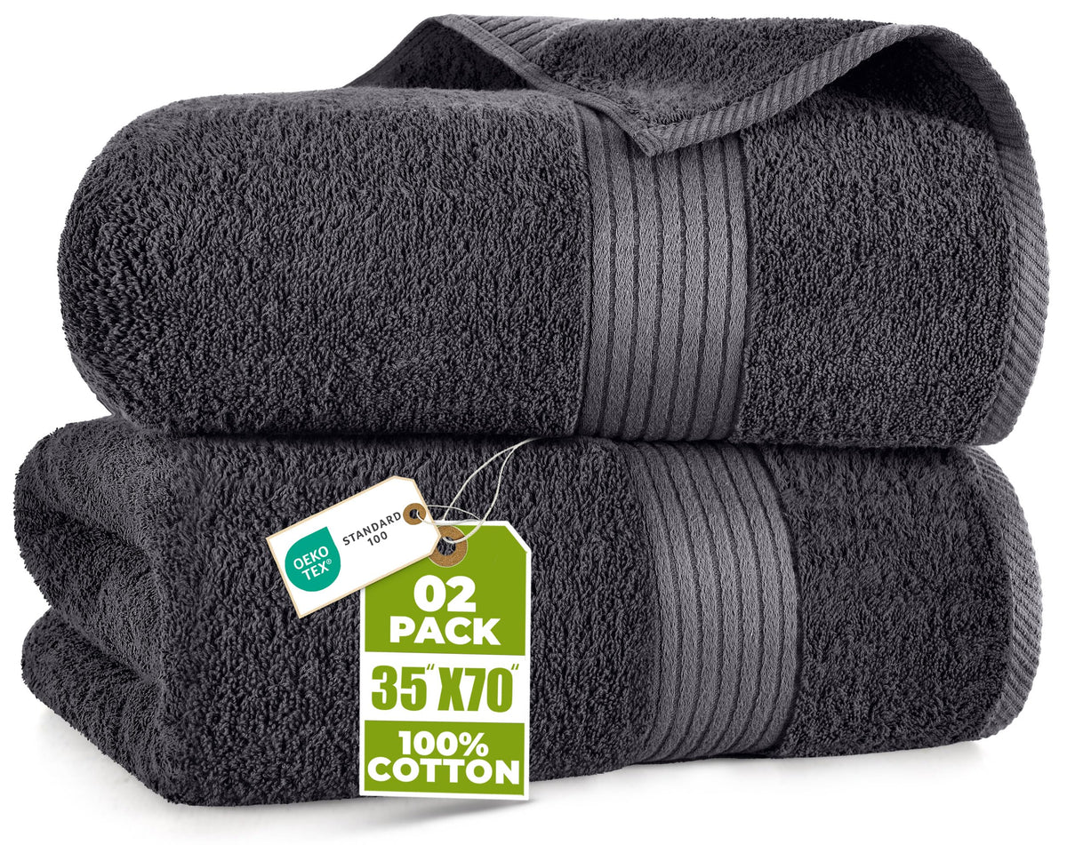 Extra Large Cotton Bath Sheets, 2 Pack – 35 × 70 in