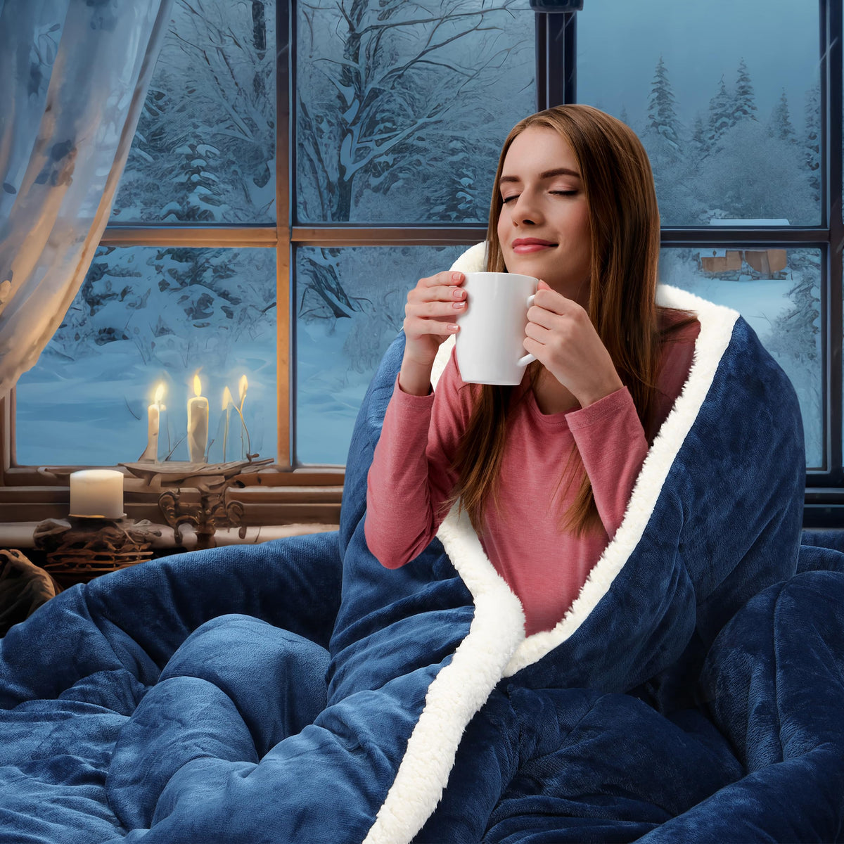 Sherpa Flannel Comforter Set Queen