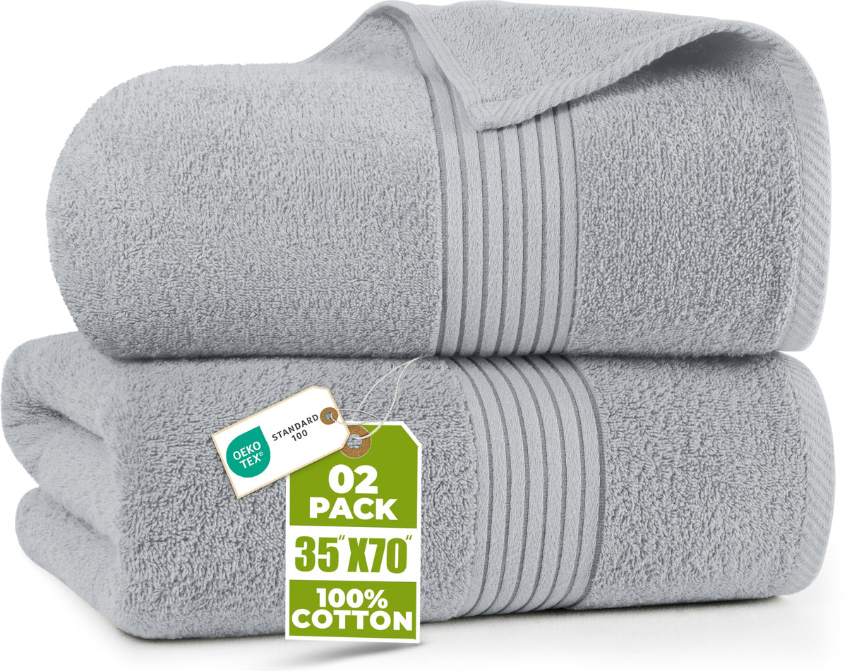 Extra Large Cotton Bath Sheets, 2 Pack – 35 × 70 in