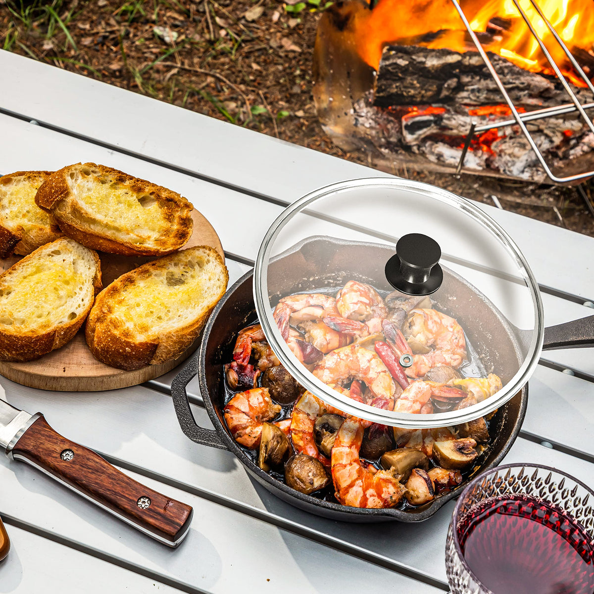 Pre-Seasoned Cast Iron Skillet with Lid