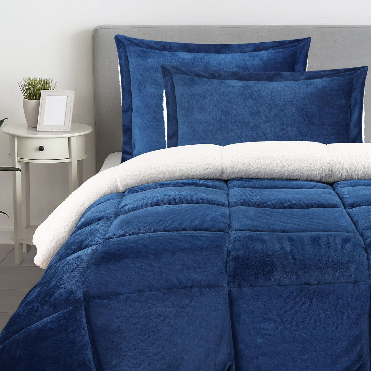 Sherpa Flannel Comforter Set Queen