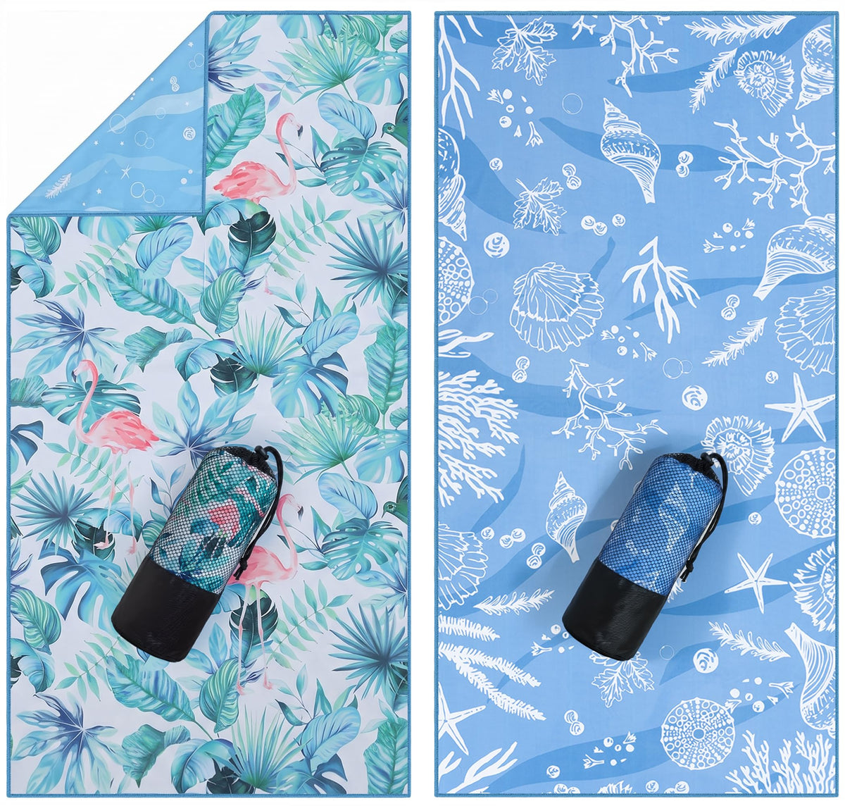 Microfiber Printed Beach Towel, 2 Pack, 32 x 71 in