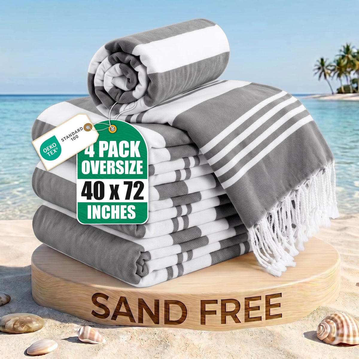 Cabana Cotton Beach Towels 6 pack, 30 x 60 in, Variety