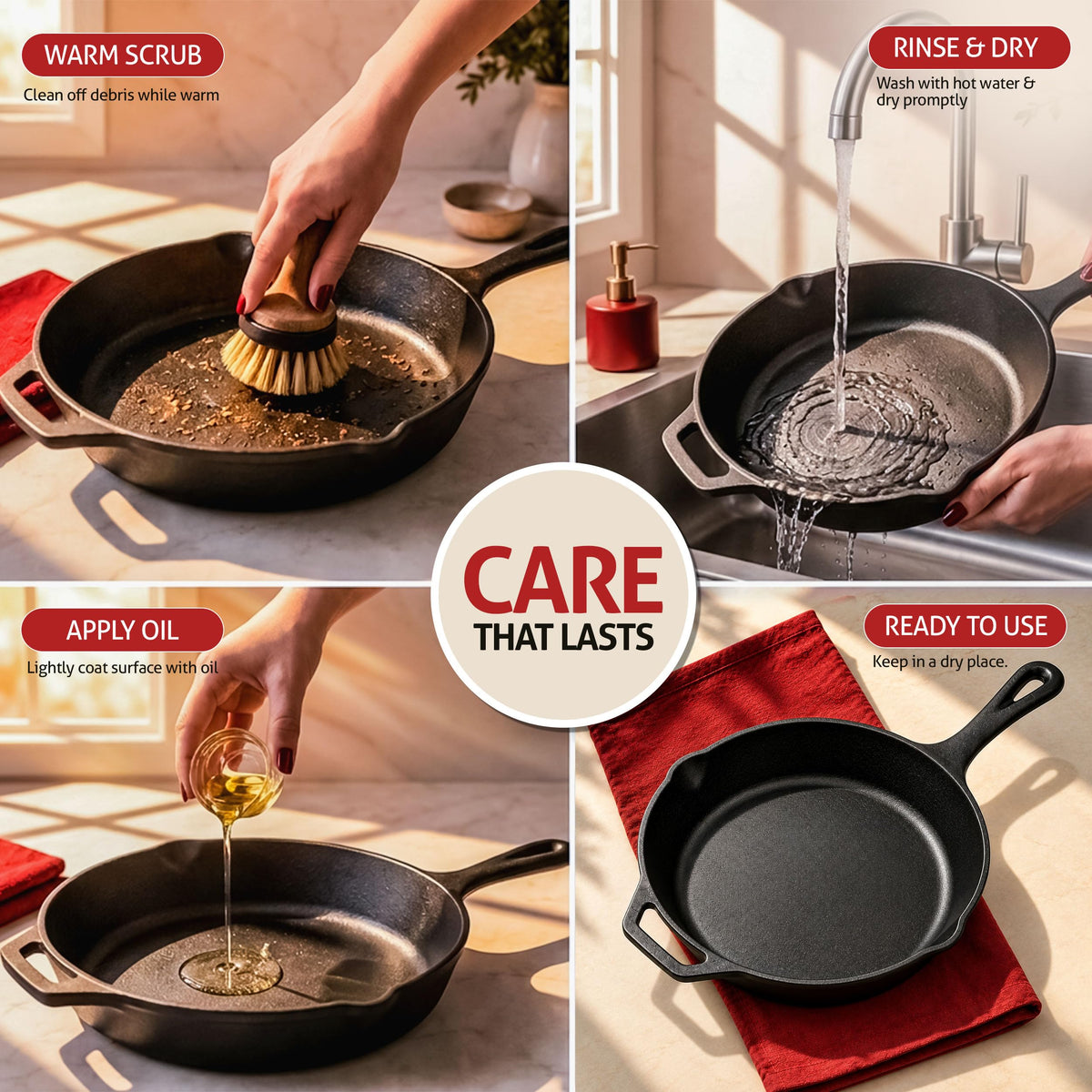 Pre-Seasoned Cast Iron Skillet, PFAS-Free