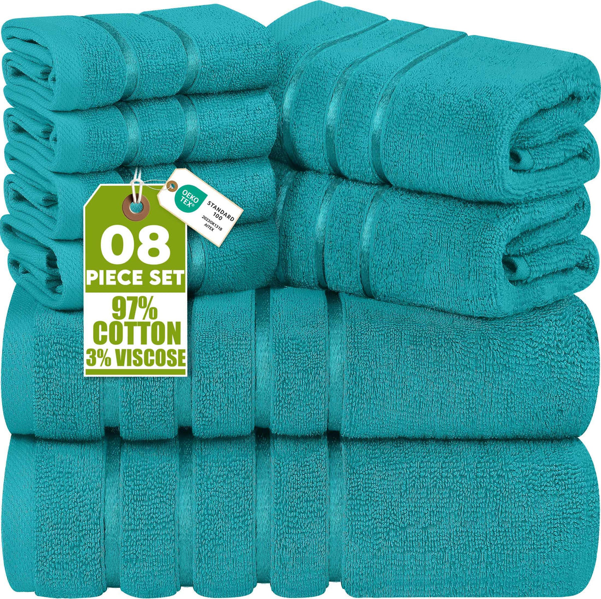 Viscose Stripe Towel Set – 8 Piece