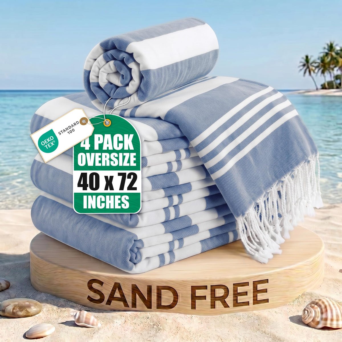 Cabana Cotton Beach Towels 6 pack, 30 x 60 in, Variety