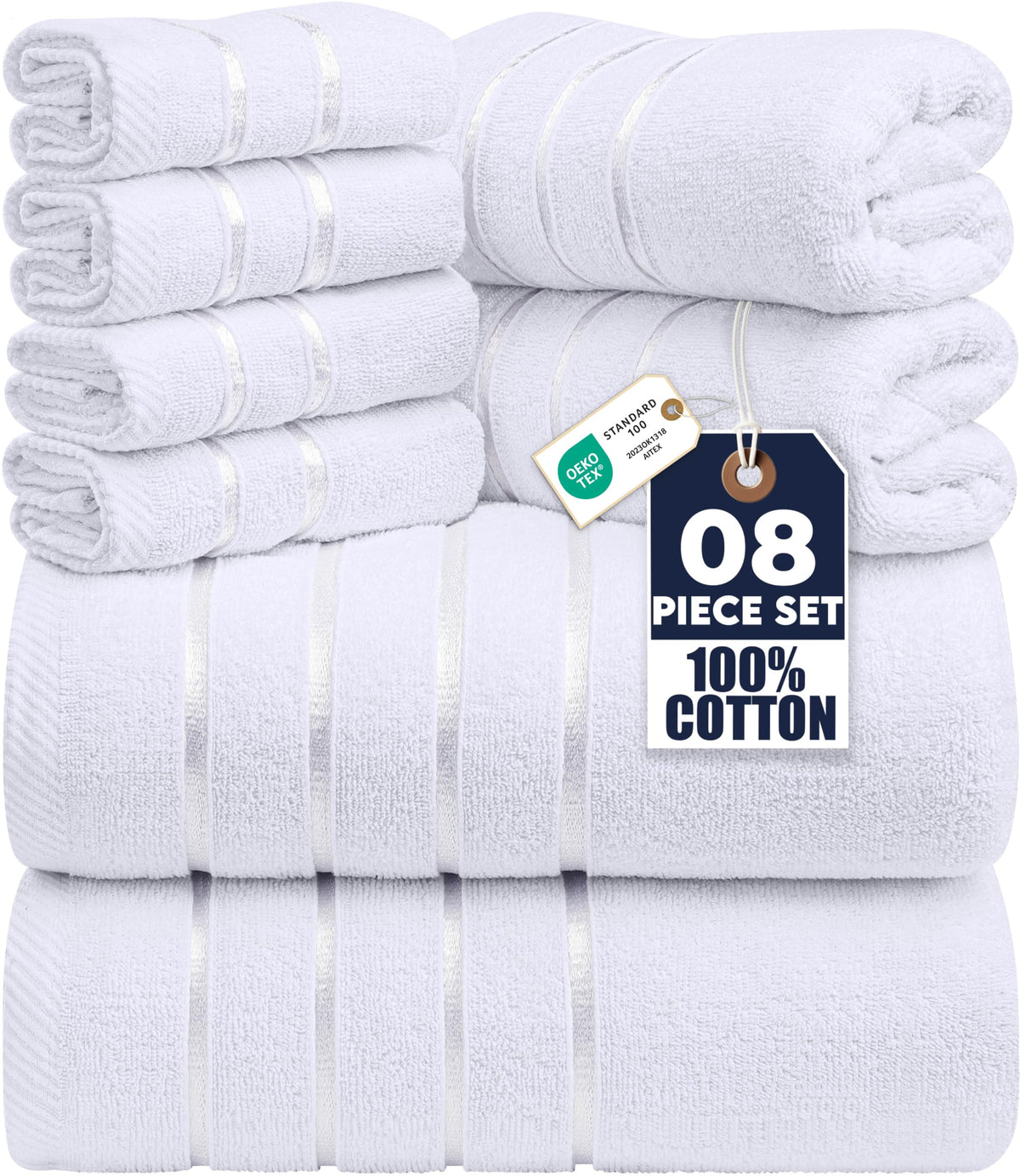 Viscose Stripe Towel Set – 8 Piece
