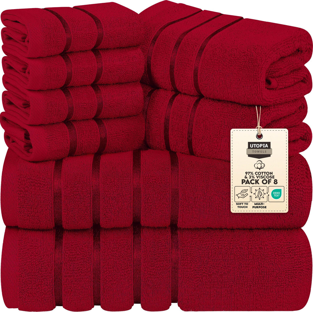 Viscose Stripe Towel Set – 8 Piece