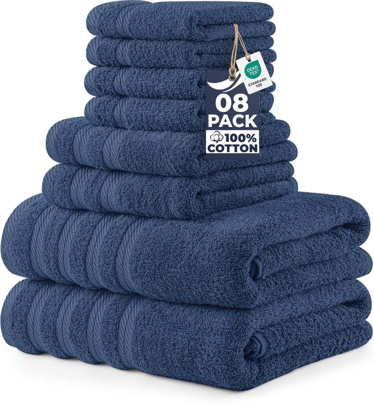 Cotton Towel Set – 8 Piece Navy