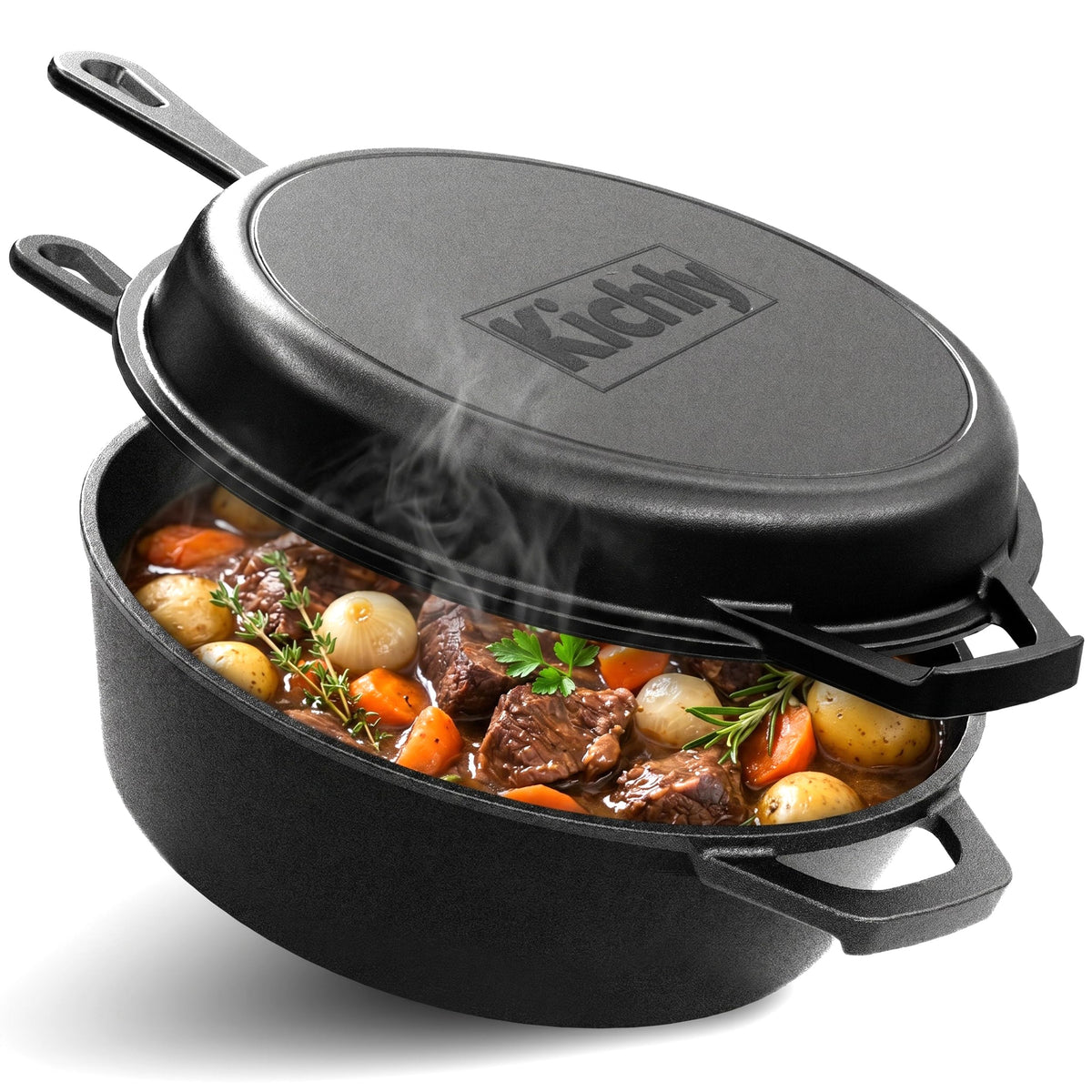 Pre-Seasoned Cast Iron Combo Cooker, 3.2 qt