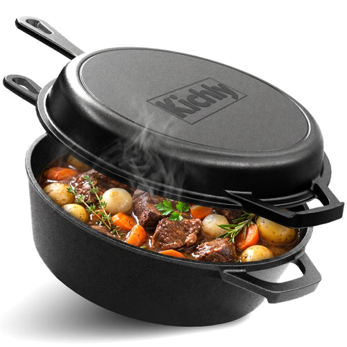 Pre-Seasoned Cast Iron Combo Cooker, 3.2 qt