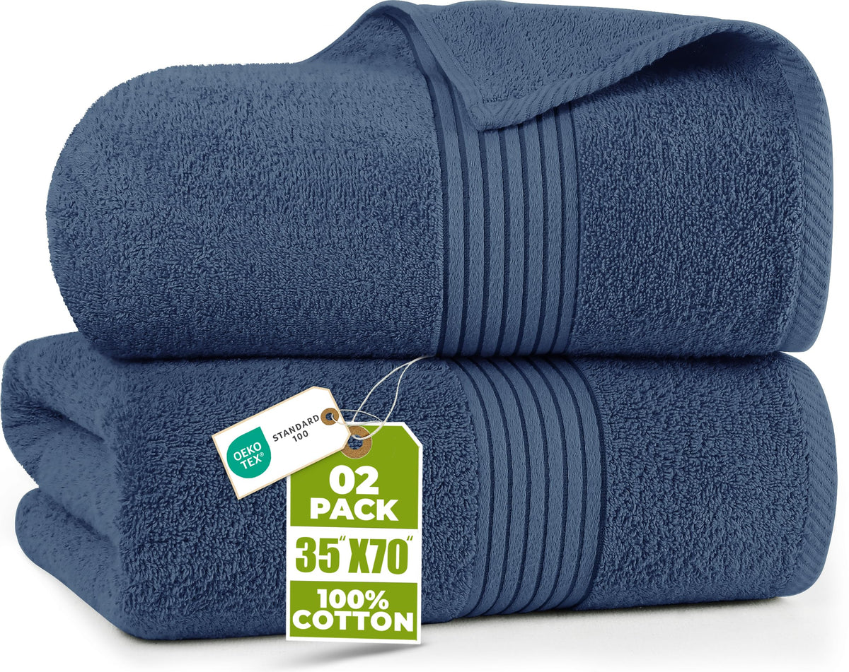 Extra Large Cotton Bath Sheets, 2 Pack – 35 × 70 in
