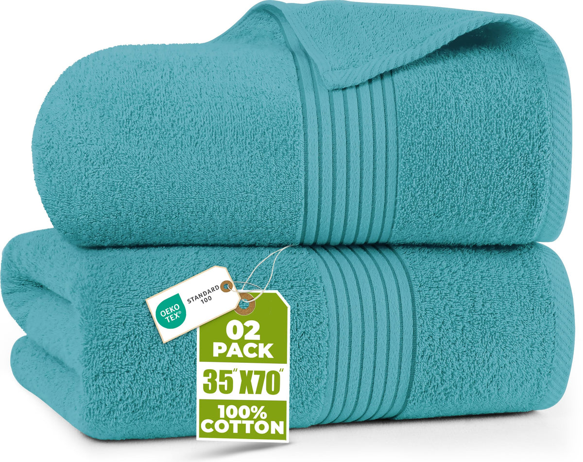 Extra Large Cotton Bath Sheets, 2 Pack – 35 × 70 in