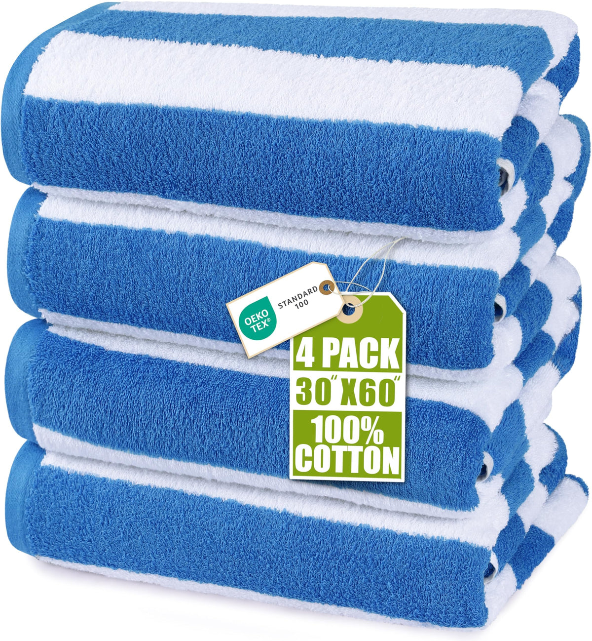 Cabana Cotton Beach Towels 6 pack, 30 x 60 in, Variety