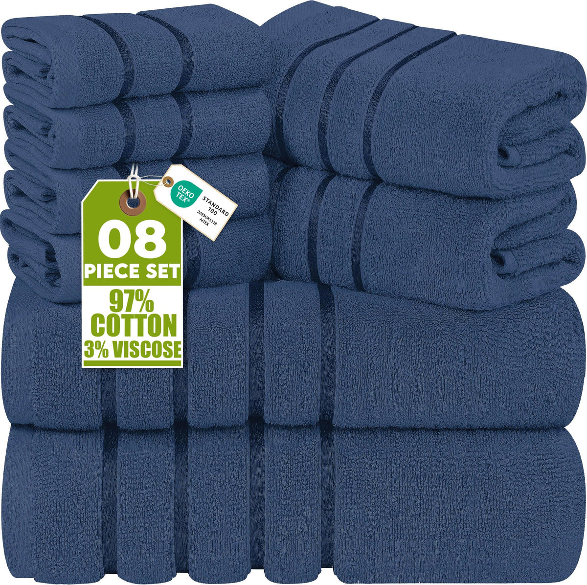Viscose Stripe Towel Set – 8 Piece