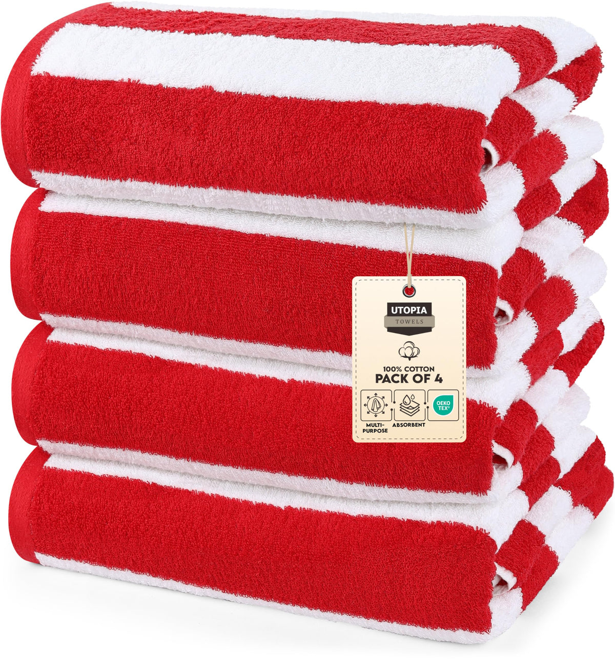 Cabana Cotton Beach Towels 6 pack, 30 x 60 in, Variety