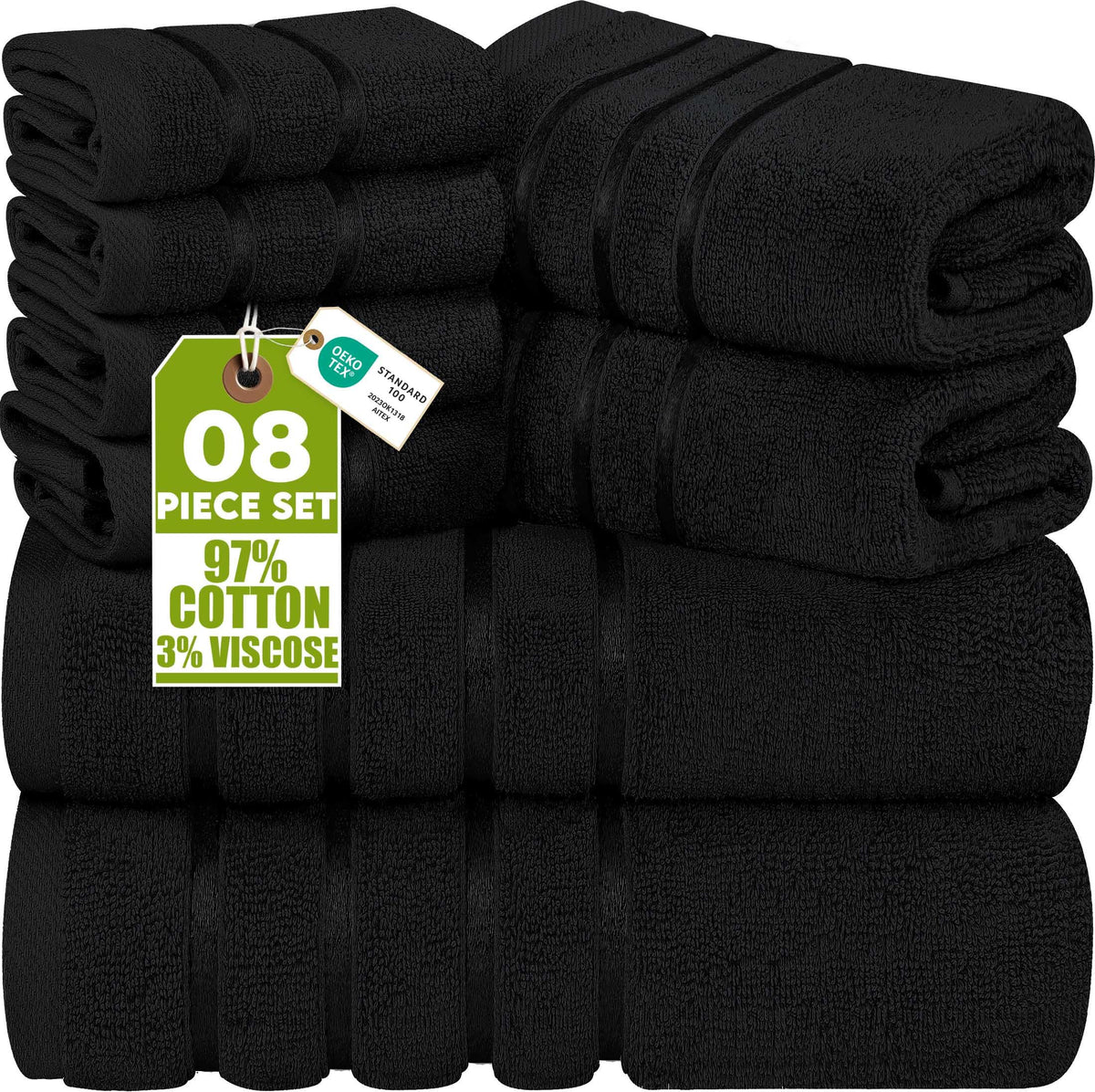 Viscose Stripe Towel Set – 8 Piece