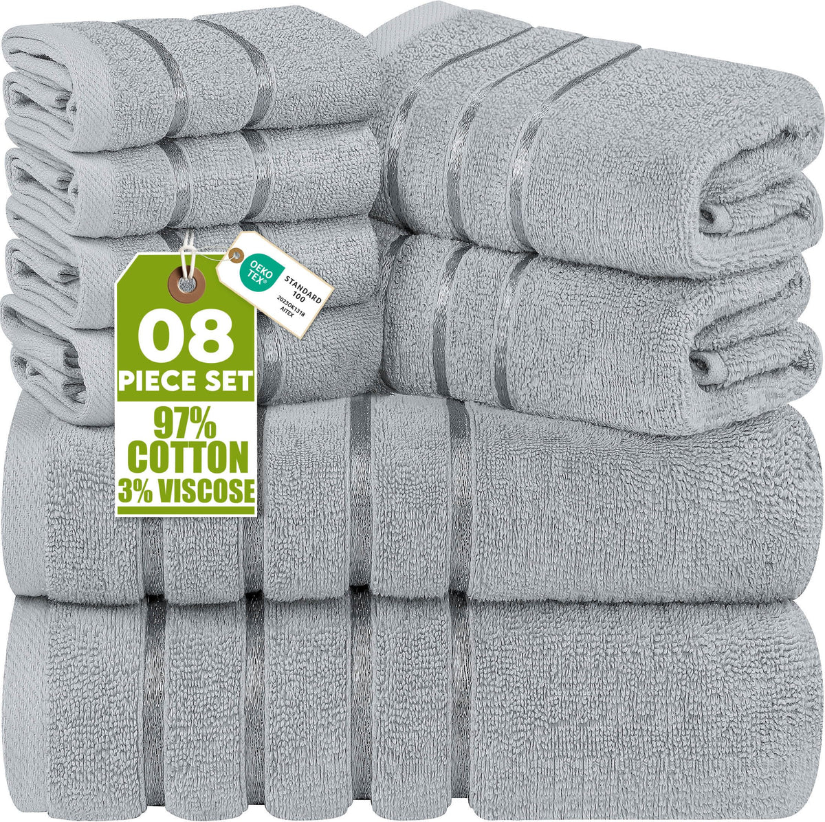 Viscose Stripe Towel Set – 8 Piece