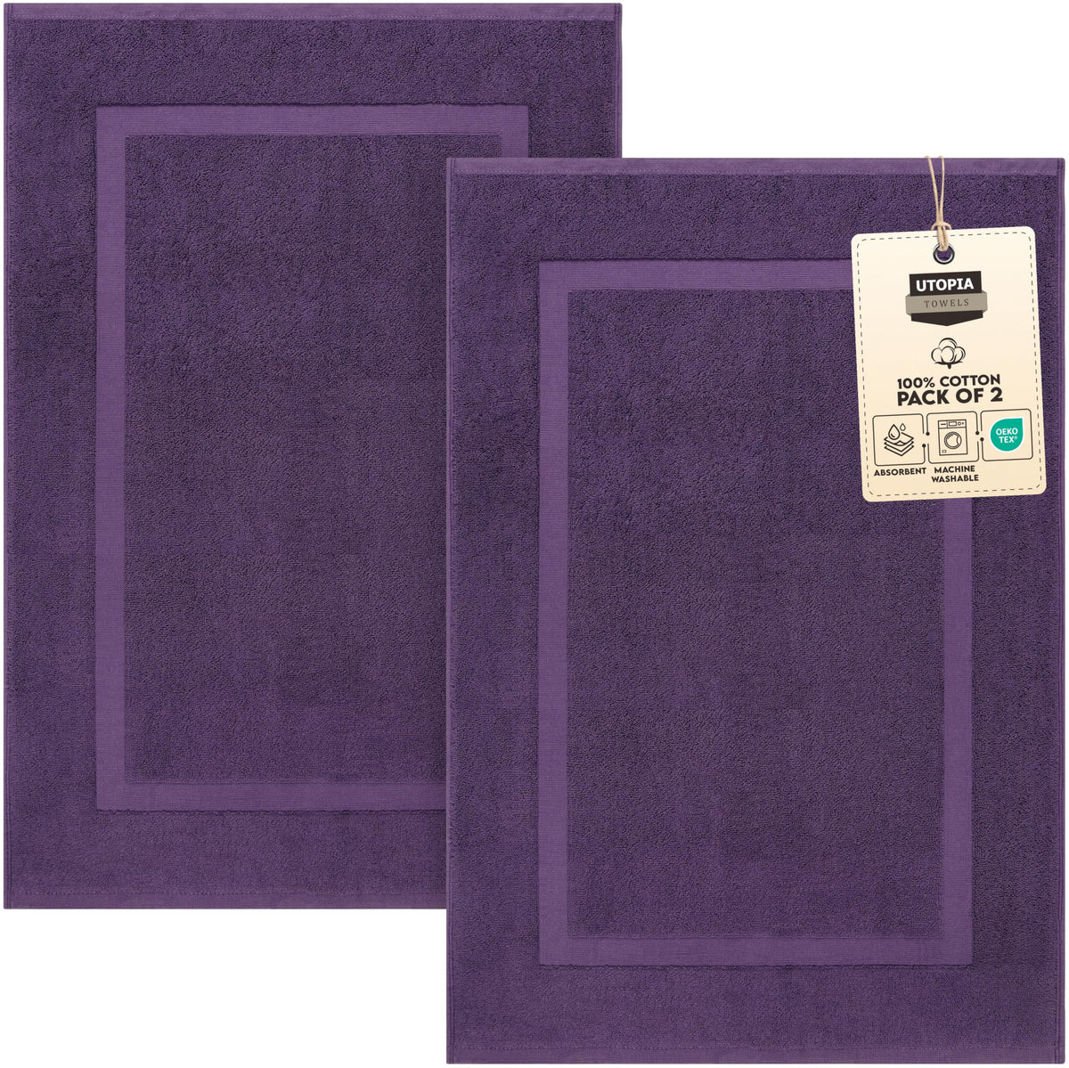Cotton Bath Mat, 2 Pack – 21 × 34 in