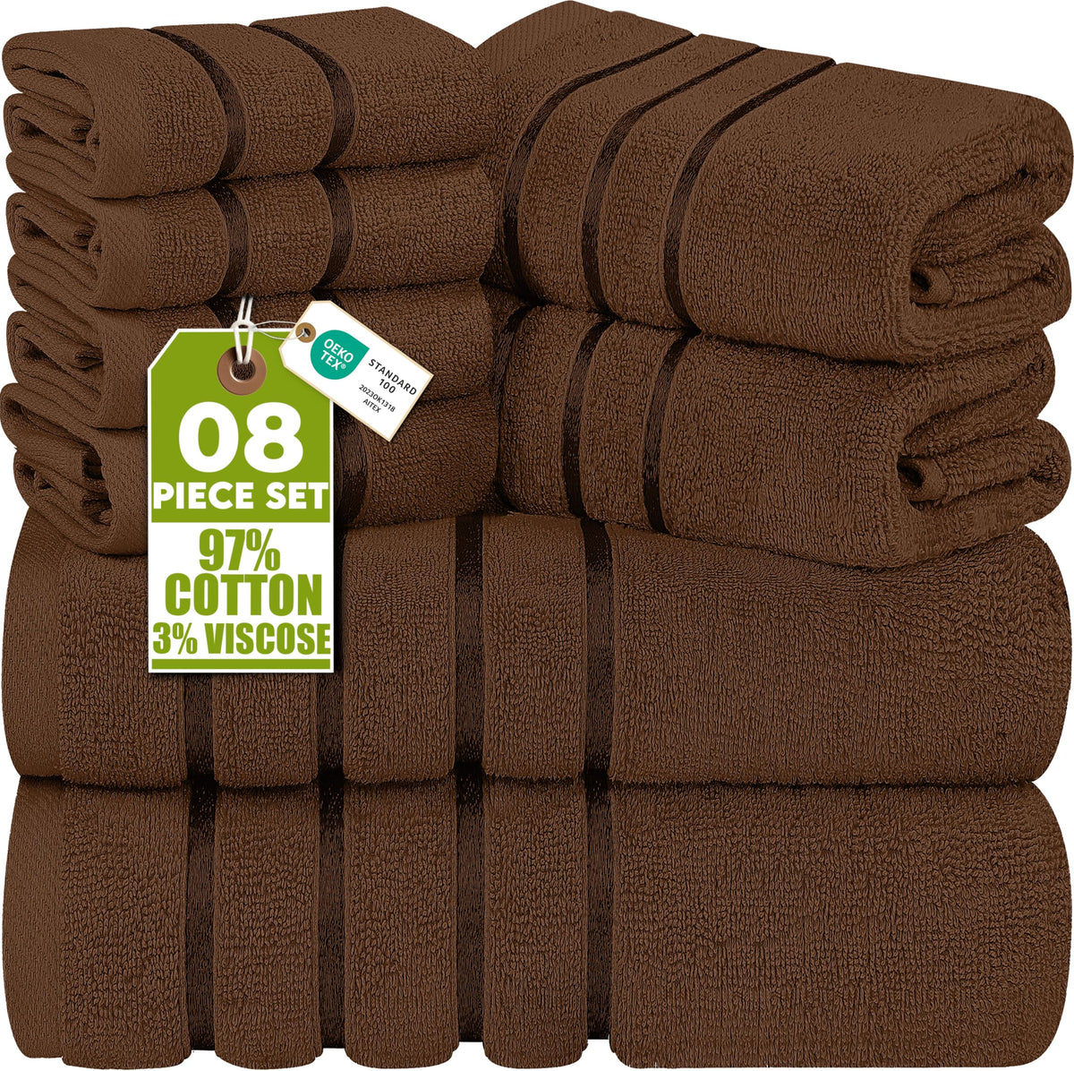 Viscose Stripe Towel Set – 8 Piece
