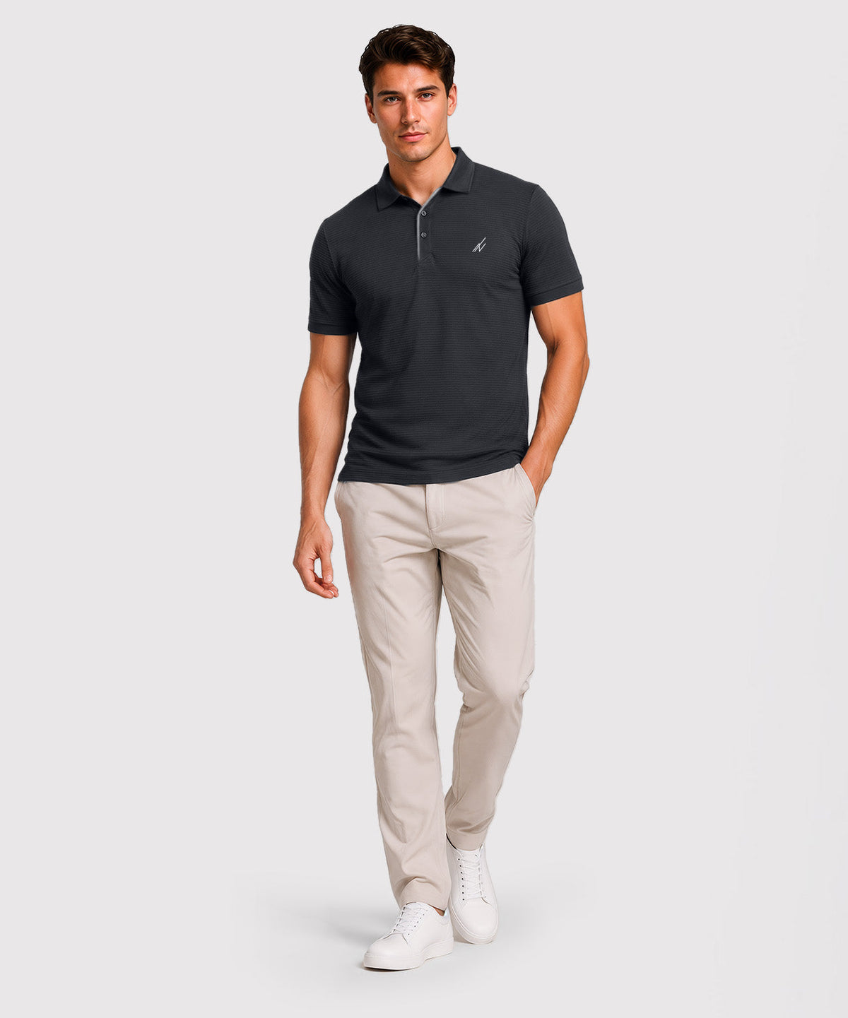 4-Way Stretch Men's Golf Polo Shirt Moisture Wicking UPF 70+ Regular Fit