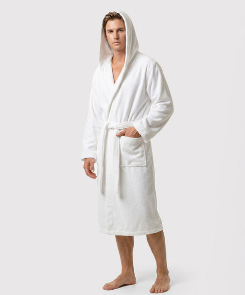 Luxury Ultra Soft Men's Robe with Hood Plush Fleece Long Bathrobe