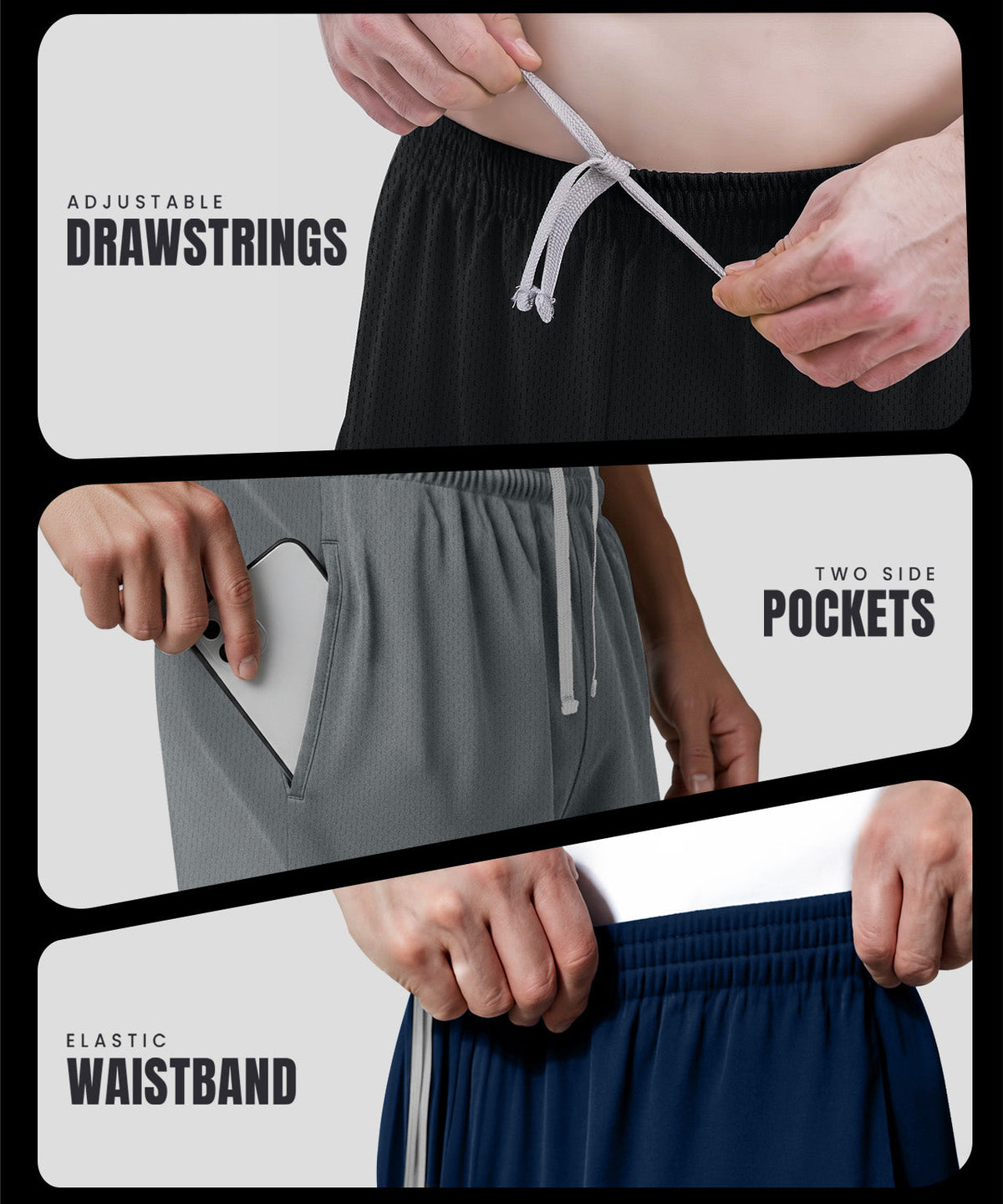 Black-Navy-Medium Grey-Pack of 3