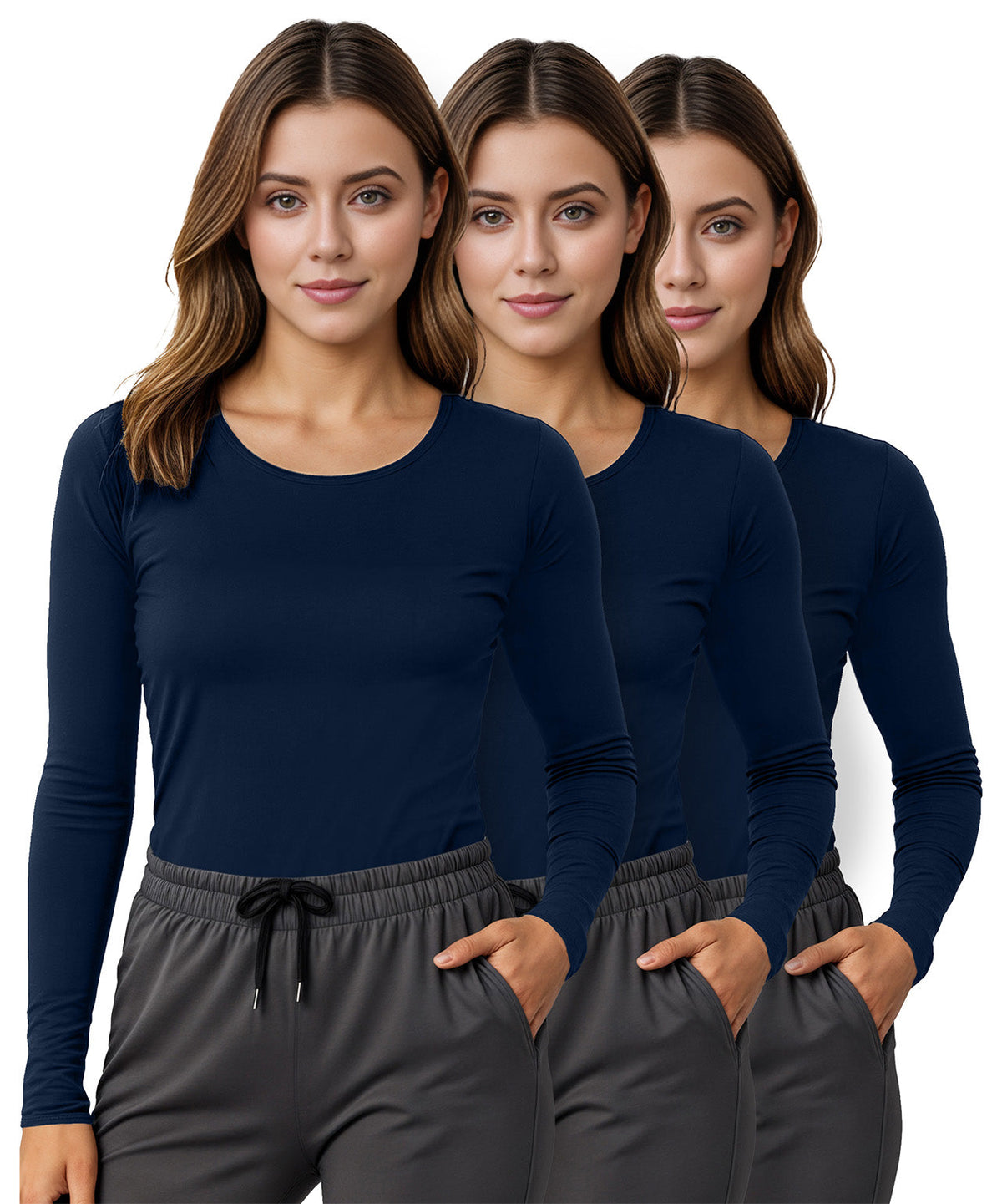 Navy-Pack of 3