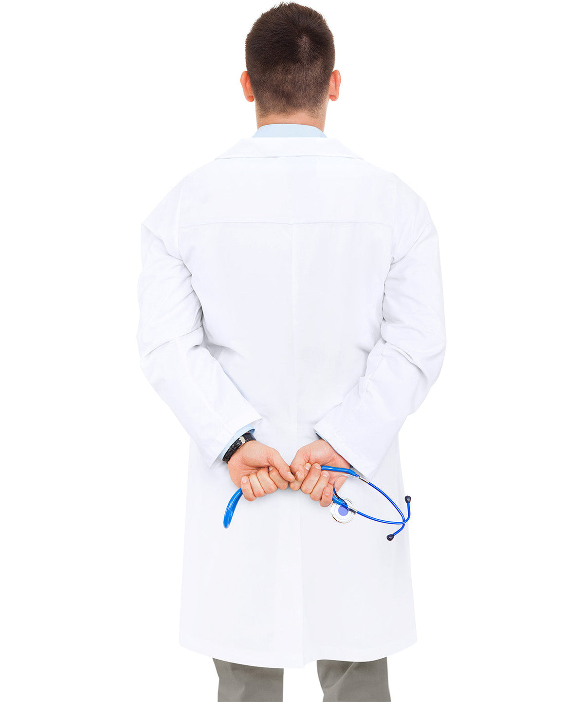 Men's Lab Coat with Side-Slit Access and 3 Pockets