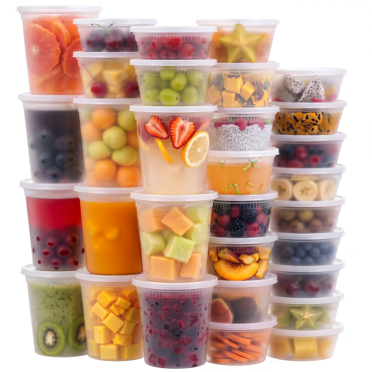 Deli Containers with Lids, Assorted Sizes 32 Oz 60 Pack - Clear