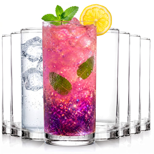 Clear Plastic Highball Tumblers, 16 Oz 8 Pack
