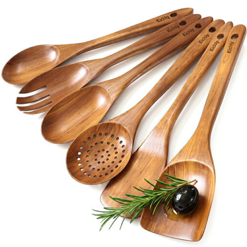 Teak Wooden Cooking Spoons Set - 6 Piece