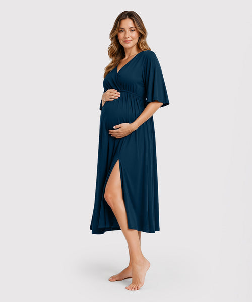 Soft Stretch 3 in 1 Labor Delivery Hospital Gown Nursing Maternity Dress
