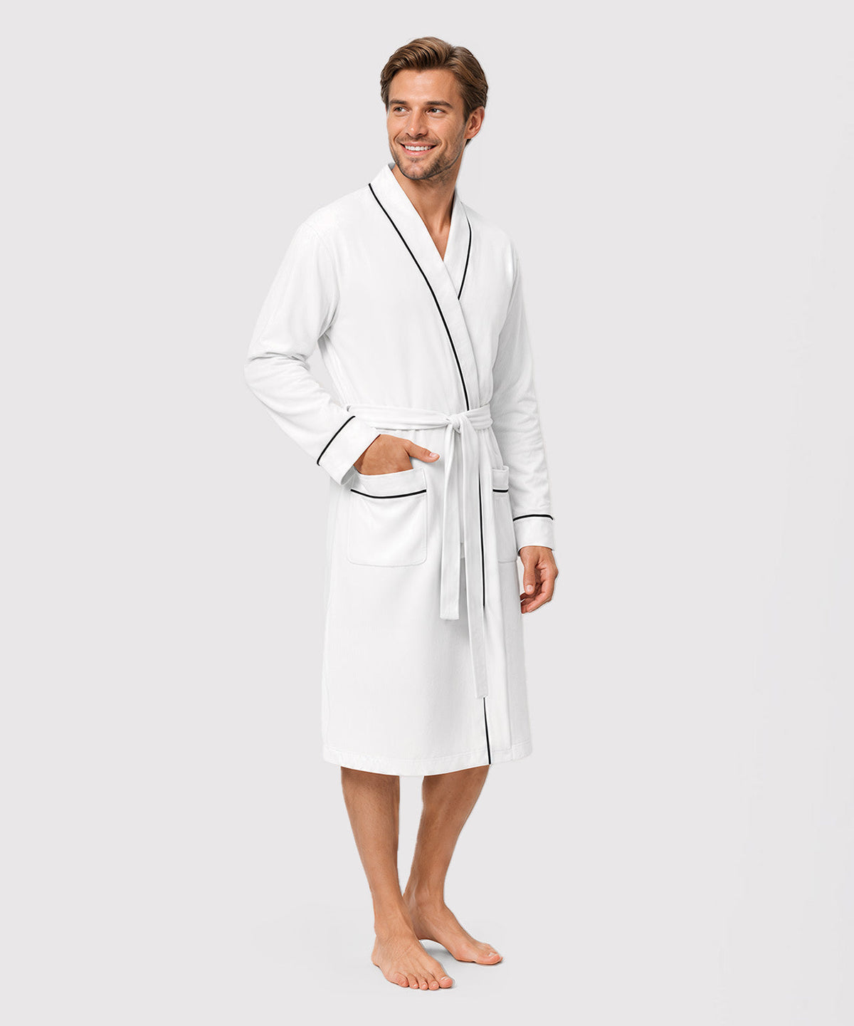 Cotton Rich Soft Men's Knit Robe Lightweight Bathrobe