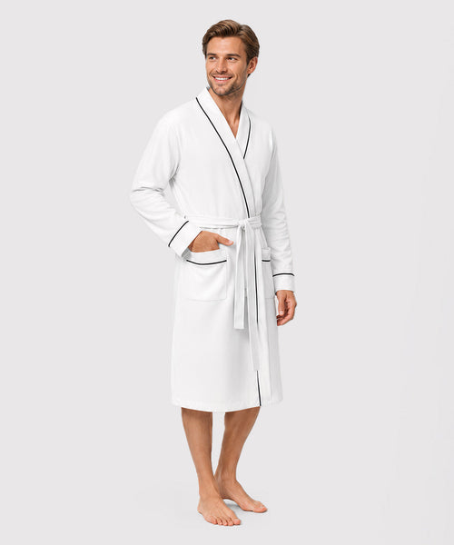 Cotton Rich Soft Men's Knit Robe Lightweight Bathrobe