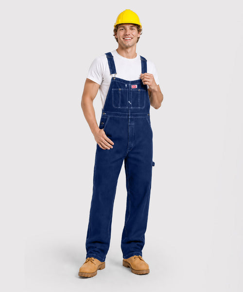 100% Cotton Premium Denim Men's Bib Overalls Relaxed Fit