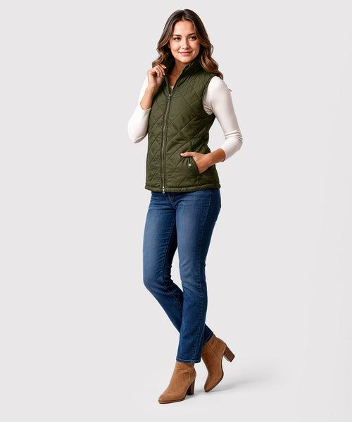 Quilted Lightweight Women's Puffer Vest Stand Collar