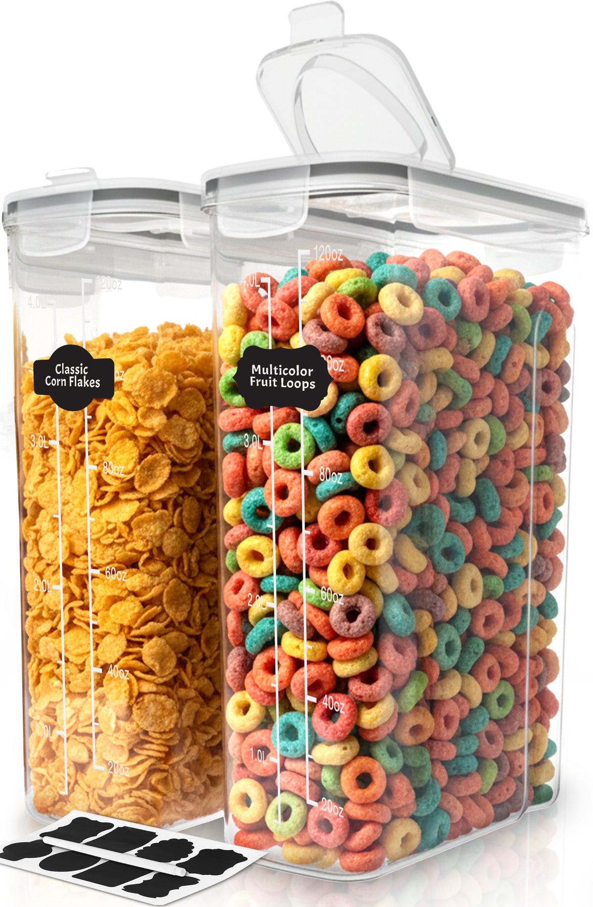 Airtight Cereal Storage Container, 4L - Clear - 2 Pack