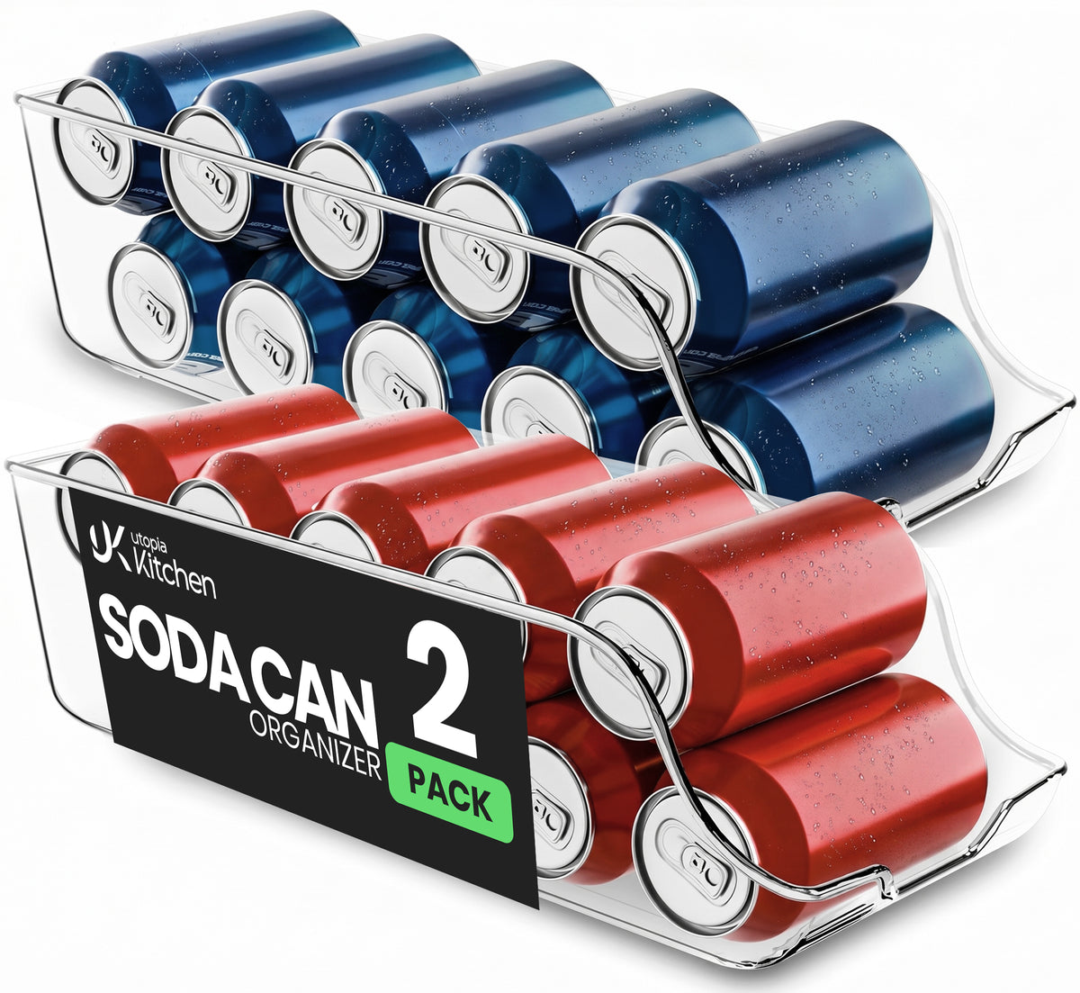 Soda Can Organizer for Fridge - Clear - 2 Pack