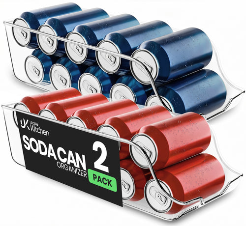 Soda Can Organizer for Fridge - Clear - 2 Pack