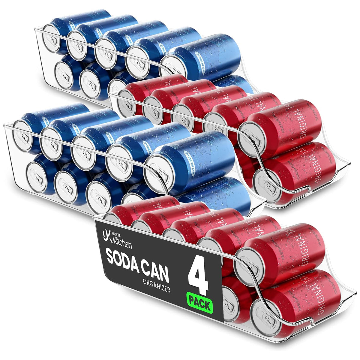 Soda Can Organizer for Fridge - Clear - 4 Pack