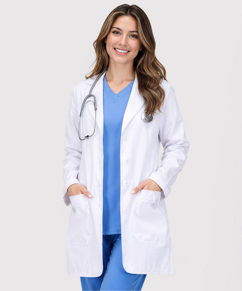 Women's Lab Coat with Side-Slit Access and 3 Pockets